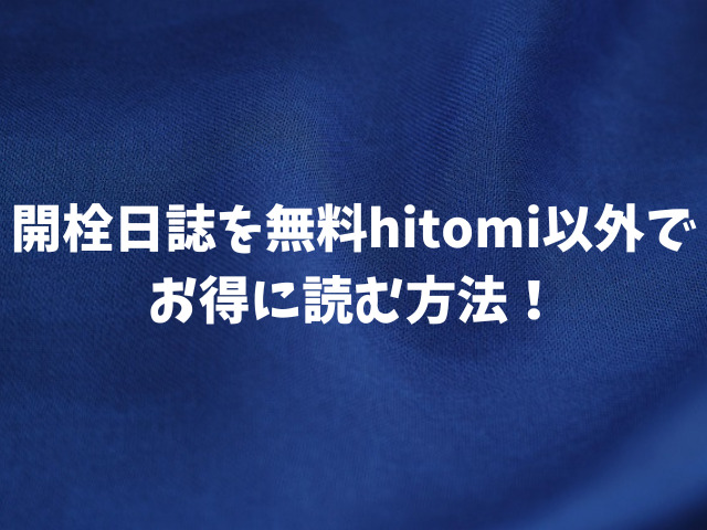 開栓日誌を無料hitomi以外でお得に読む方法！（作者：モミモミ）